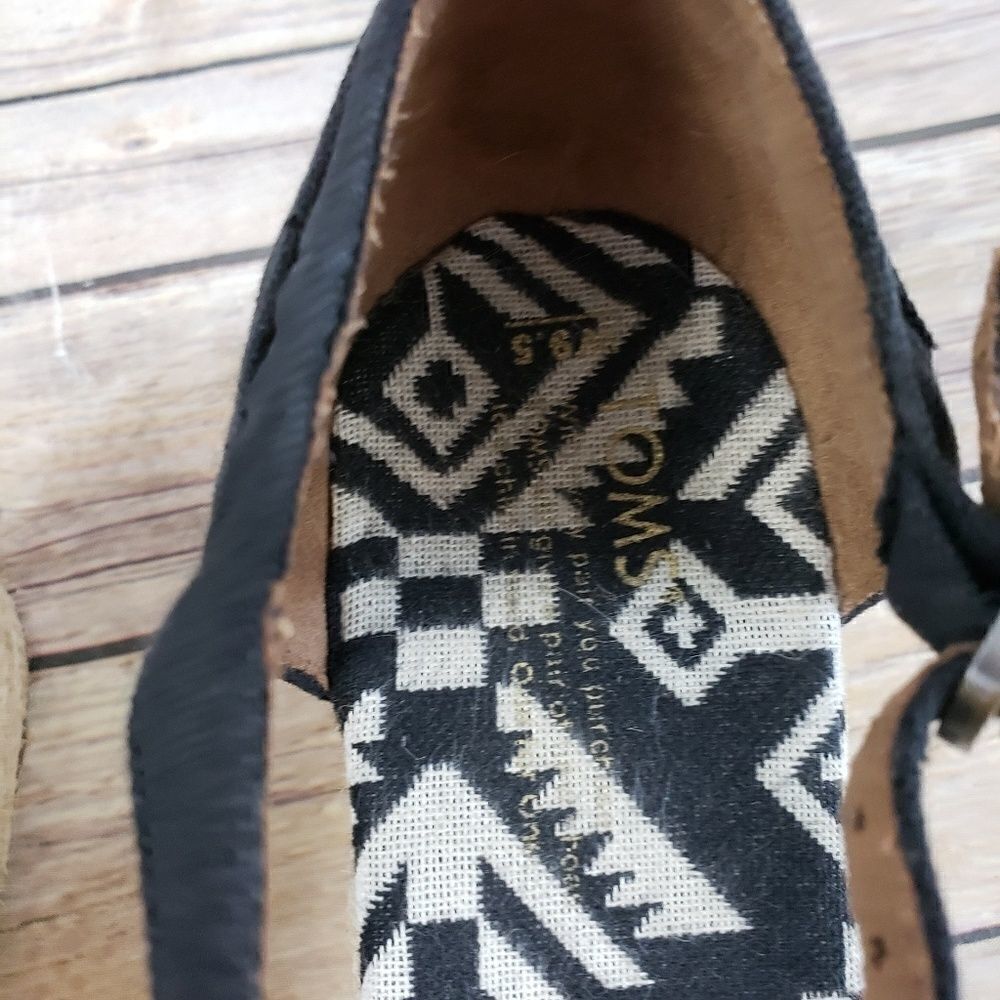 Toms wedge heels black and white geometric hemp - Picture 6 of 7